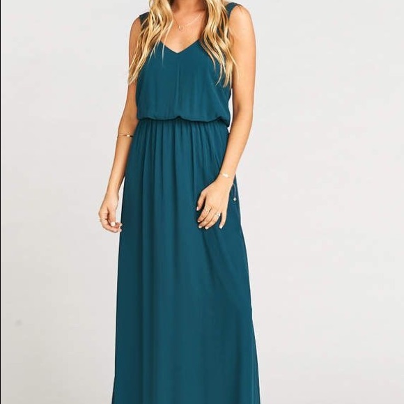 SMYM Kendall Deep Jade Chiffon Maxi Dress - Picture 2 of 7